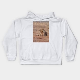 Lioness and Lion Cub Snuggle Together Kids Hoodie